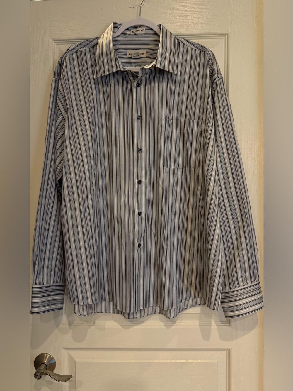 Men’s Pronto Uomo Vertical Stripe Dress Shirt - Blue & White